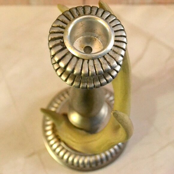 Candleholder Silver Color With Antler Outdoor Theme Decor Or Camp Accent - Picture 6 of 6